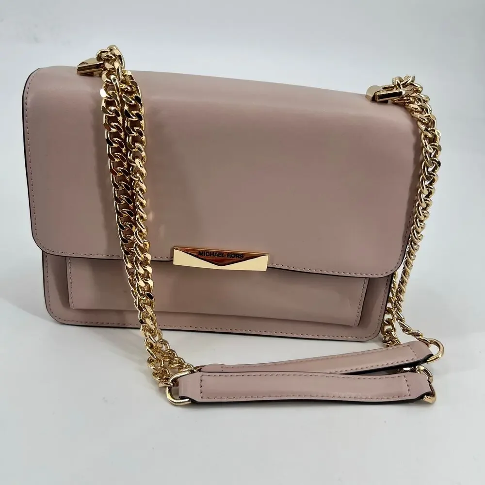 Michael Kors Jade Light Pink Smooth Leather Shoulder Bag & wallet gold hardware